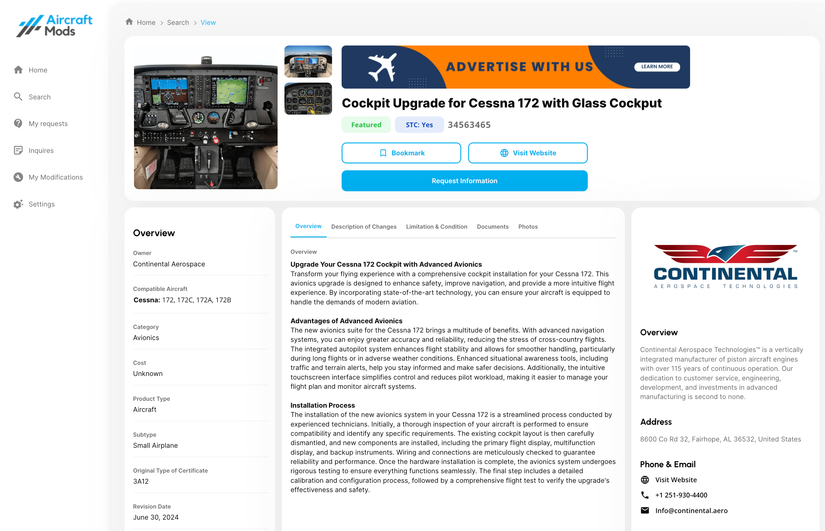AircraftMods Screenshot Homepage